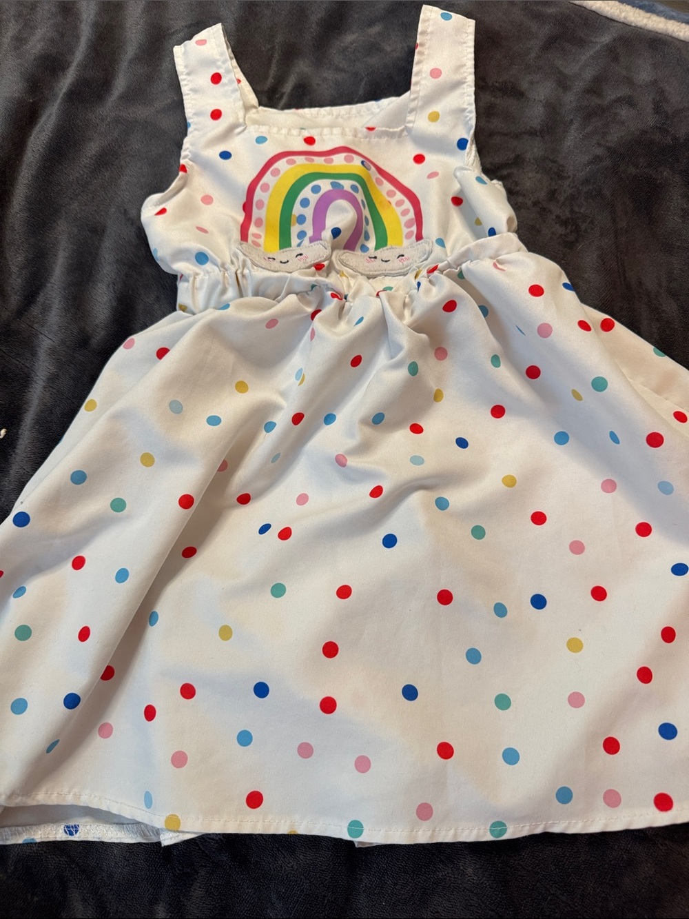 Girls White Polka Dot Rainbow Sundress